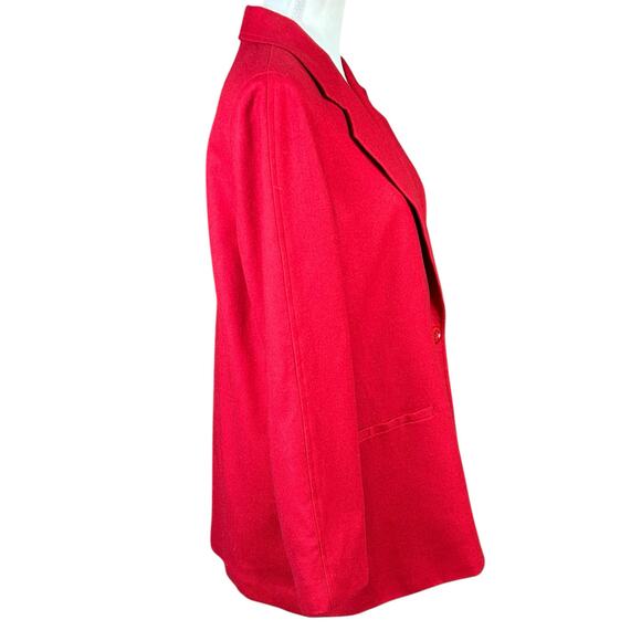 Nouveaux Wool Blazer Women Size 10 Red Single Button Front Classic Retro Coat - Picture 3 of 12